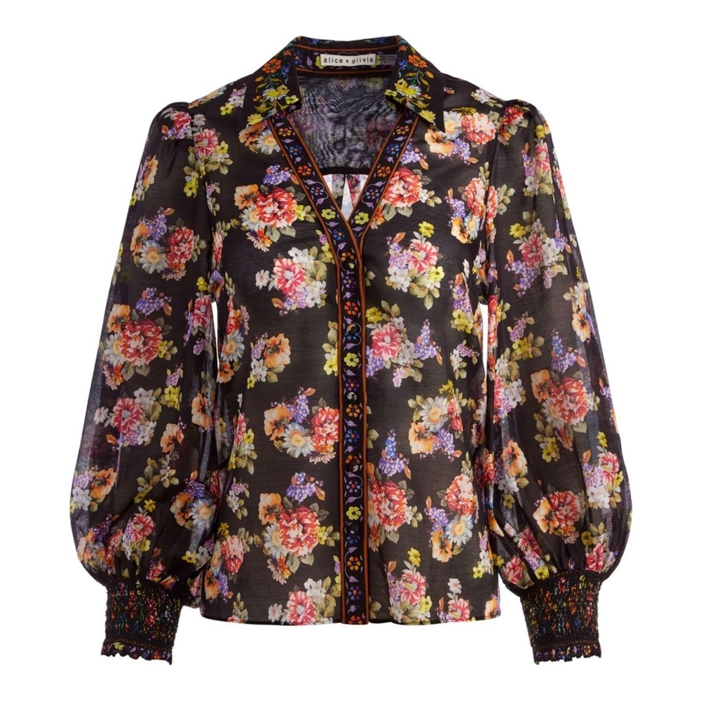 NWT ✨Alice and Olivia Floral-print Blouse - Picture 2 of 9